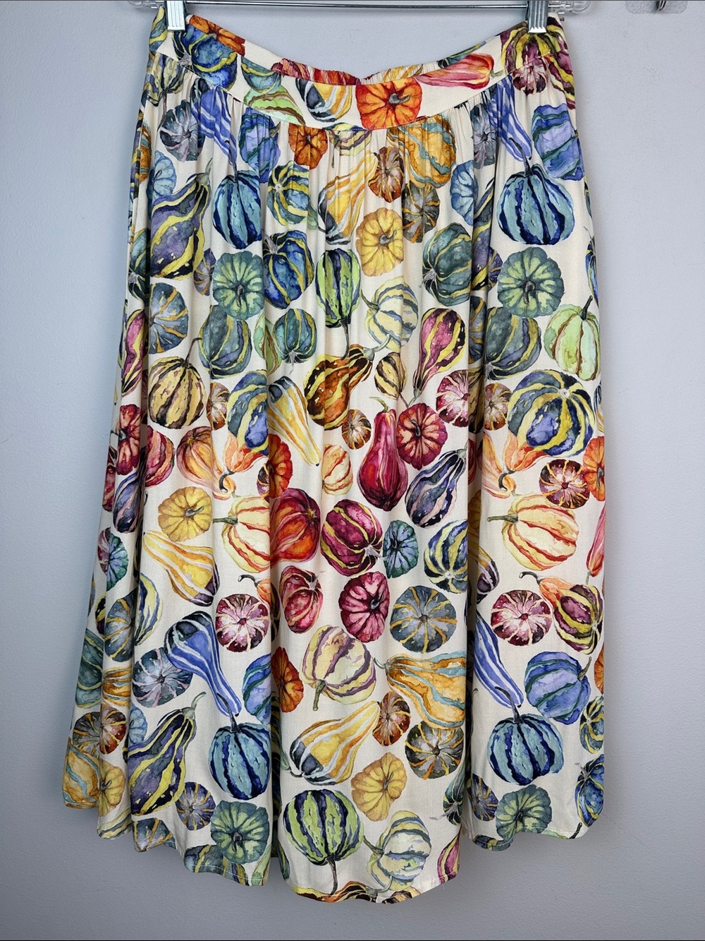 ModCloth Cream Floral A-Line Skirt with Multicolor Print - Picture 2 of 16